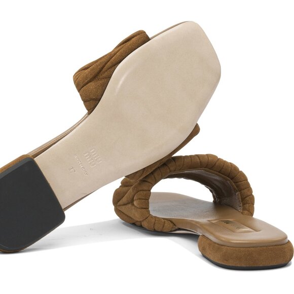 Miu Miu Matelassé Suede Sandals IT 39 Women - Picture 5 of 5